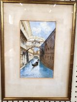 A Biondetti watercolour of Venice. framed and glazed. 33cm x 45cm.