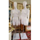 A pair of perspex mannequin with chrome stand and marble base. Adjustable height.