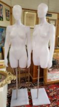 A pair of perspex mannequin with chrome stand and marble base. Adjustable height.