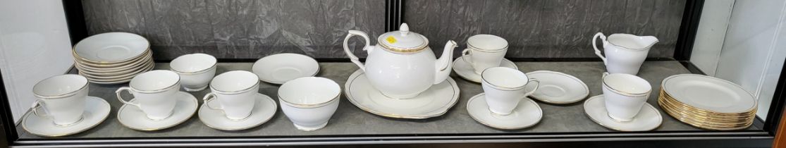 A Duchess 'Ascot' pattern tea service and a Regency Bone China white jug. (35)