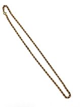 A 9ct yellow gold rope-twist chain necklace, marked 375 to clasp.