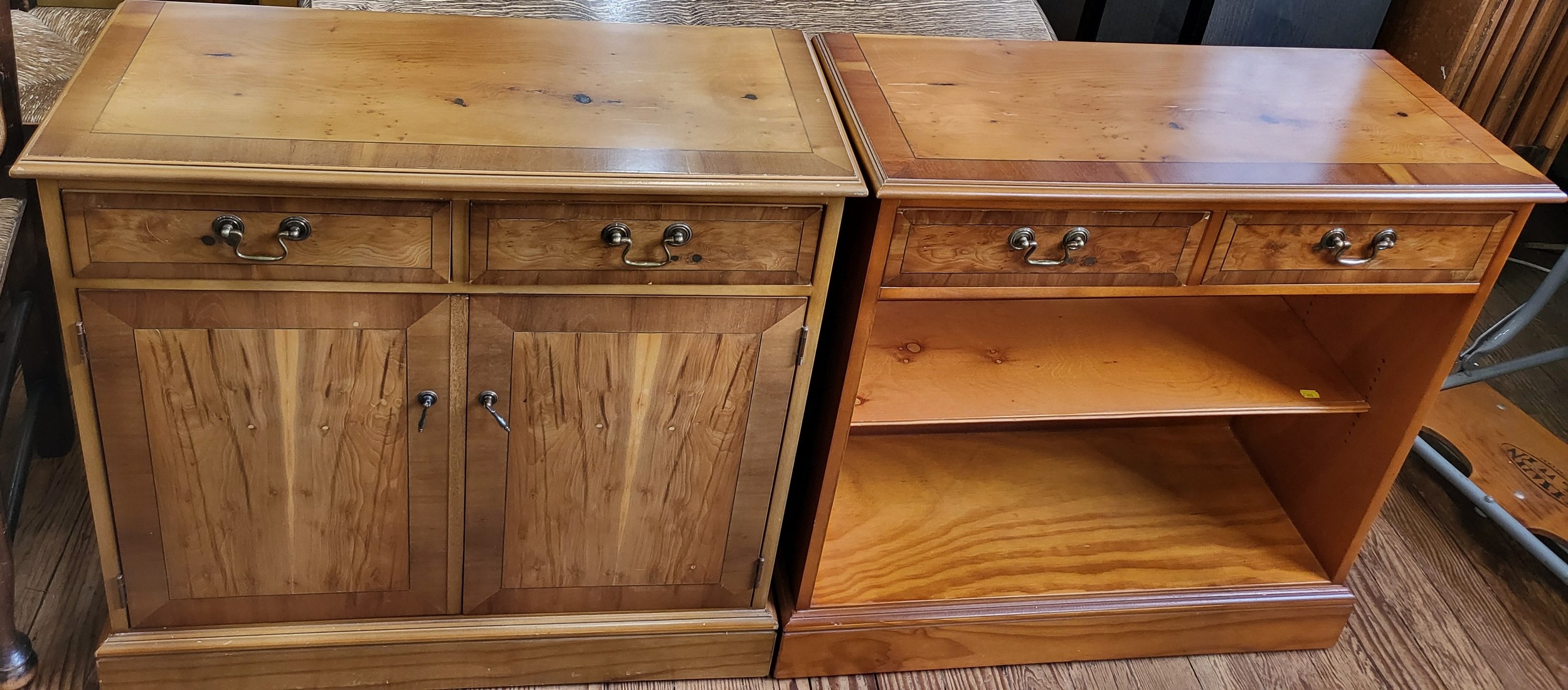 A small modern sideboard (78cm x 80cm x 34cm) and a modern bookcase (78cm x 80cm x 34)