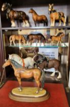 Nine ceramic horses including Trentham and Dartmoor, 15cm to 27cm. (9)