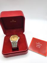 An Omega Seamaster stainless steel wristwatch, the circular gilt dial signed Omega Seamaster 120M,