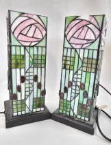 A pair of Tiffany style lamps. 32cm x 14cm.