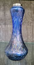 A 1920's Art Nouveau-style iridescent glass vase, 18.5cm with silver neck rim collar H.P. & S. (