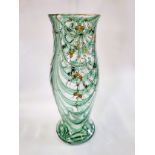 An early to mid 20th century Bohemian green and clear glass vase, decorated with applied gilt and