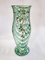 An early to mid 20th century Bohemian green and clear glass vase, decorated with applied gilt and