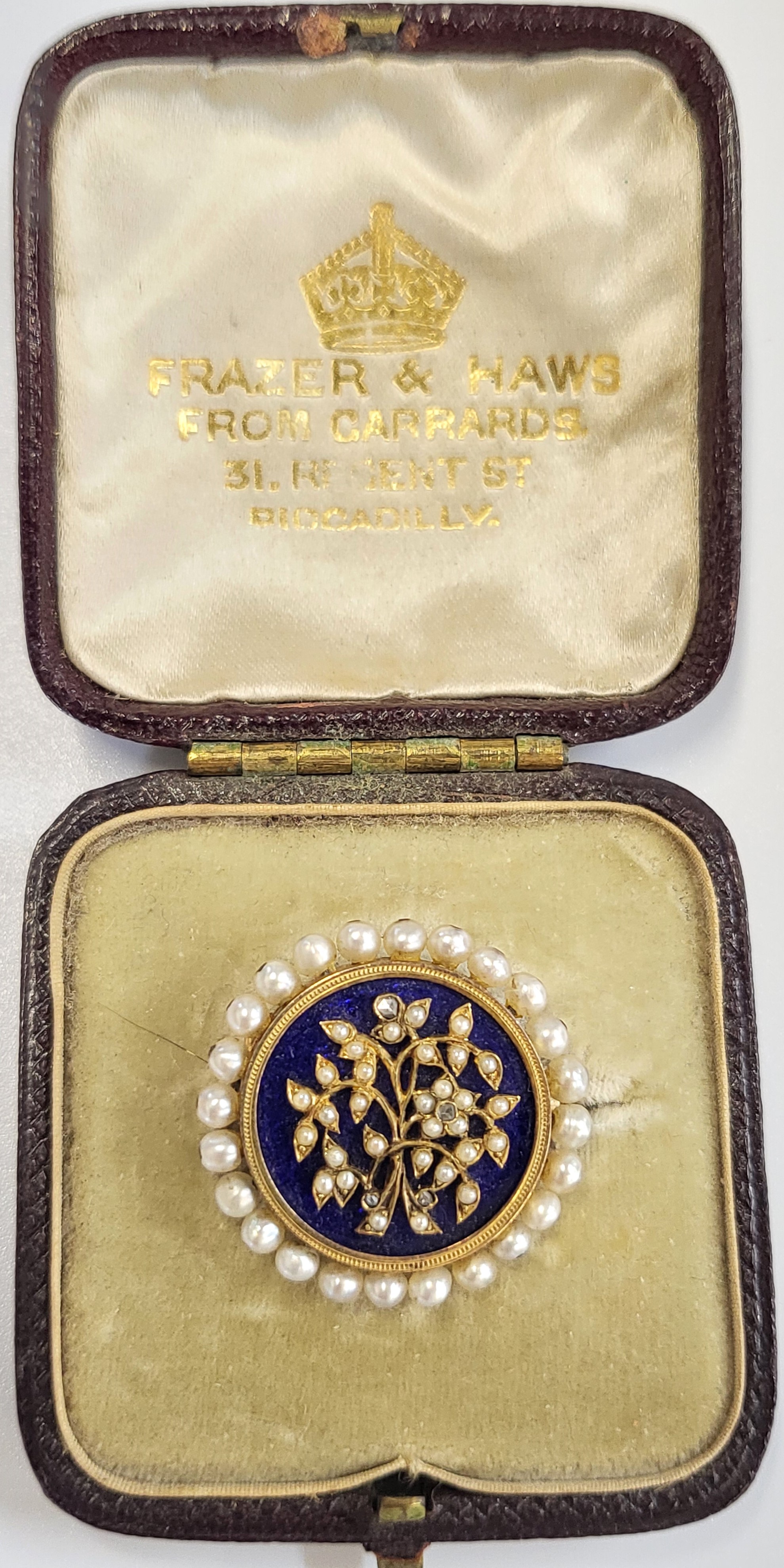 A late 19th century Victorian seed pearl and diamond brooch, of circular form, the cobalt blue - Image 3 of 5