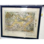 Reading district Geological Survey Map No 254, published by Ordnance Survey Office 1932, framed and