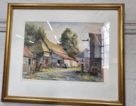 A scene of Ludby Farm in Cornwall, dated 1887, by Max Ludby, watercolour, framed and glazed. 44 x