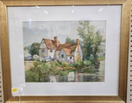 MARC- Willy Lock's Cottage, Flatford Mill, Suffolk, watercolour, signed MARC 30cm x 40cm. Framed and