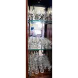 Eleven Sherry glasses, eight tumblers, and set and part sets of wine glasses. (56)
