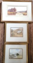 Two watercolours by R Martin Tomlinson: 'Wallend Farm, Longdale' 31cm x 35cm and 'Farm Buildings,