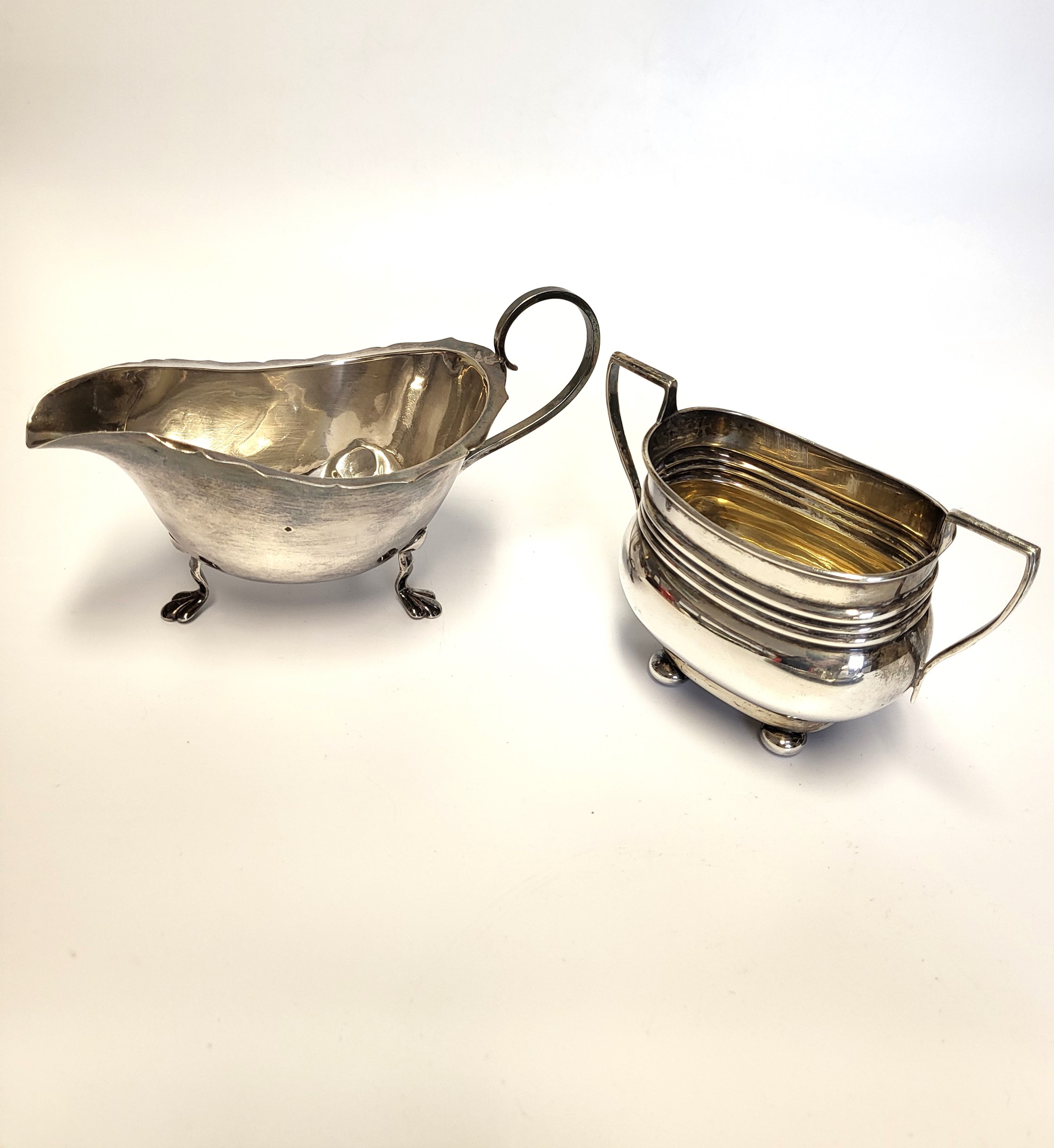 A silver sugar bowl, hallmarked Birmingham, makers mark WA, together with a small silver cream jug - Image 7 of 10