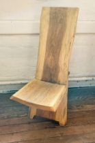 An oak chair (hand-made in three pieces). 104cm x 60cm