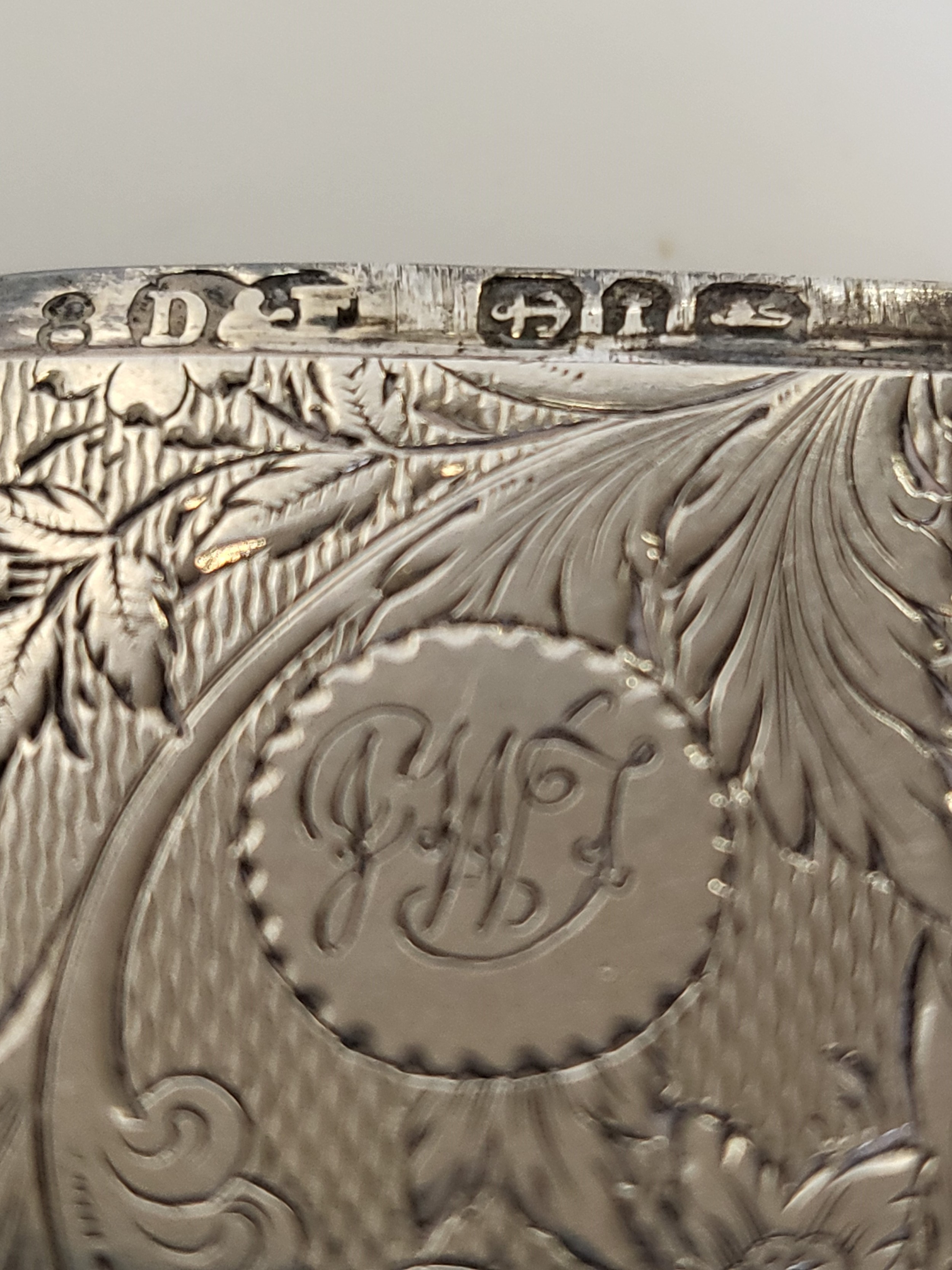 A silver mounted glass wine coaster, with geometric decoration, hallmarked Birmingham, makers mark - Image 3 of 4
