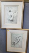 Two decorative prints by Jurgen Gorg, signed and numbered in pencil, framed and glazed. 55cm x