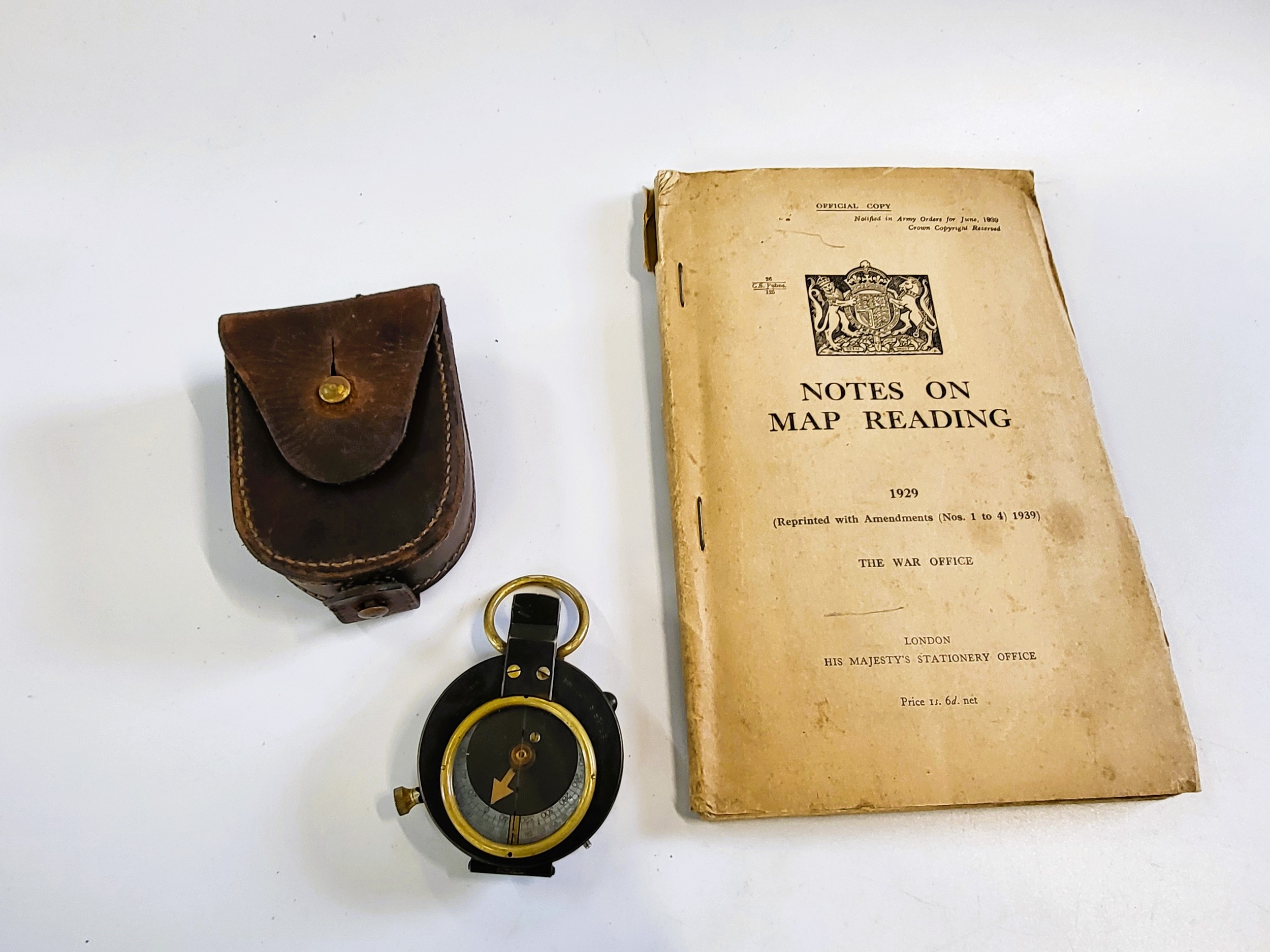 A WWI compass and notes on map reading (dated 1917)