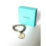 Tiffany silver bracelet with 'Return to Tiffany' silver charm, with pouch and box