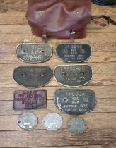 An iron railway makers plates, and BR gents bag