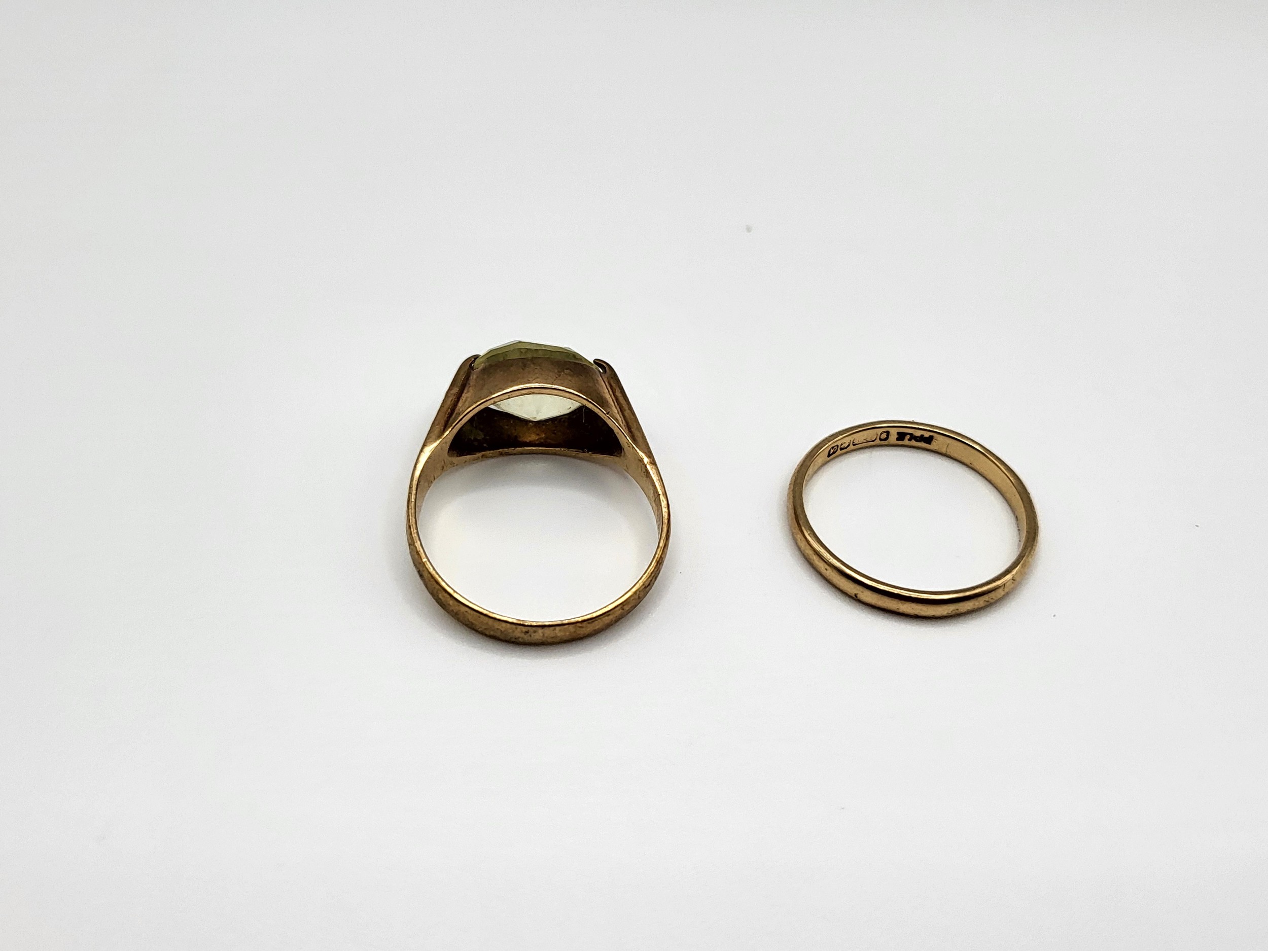 A 9ct yellow gold and citrine ring, size N 1/2, together with an 18ct yellow gold wedding band - Image 3 of 5