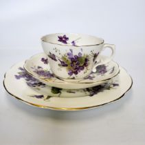 A Hammersley Violets part tea service (lacks teapot). (38)