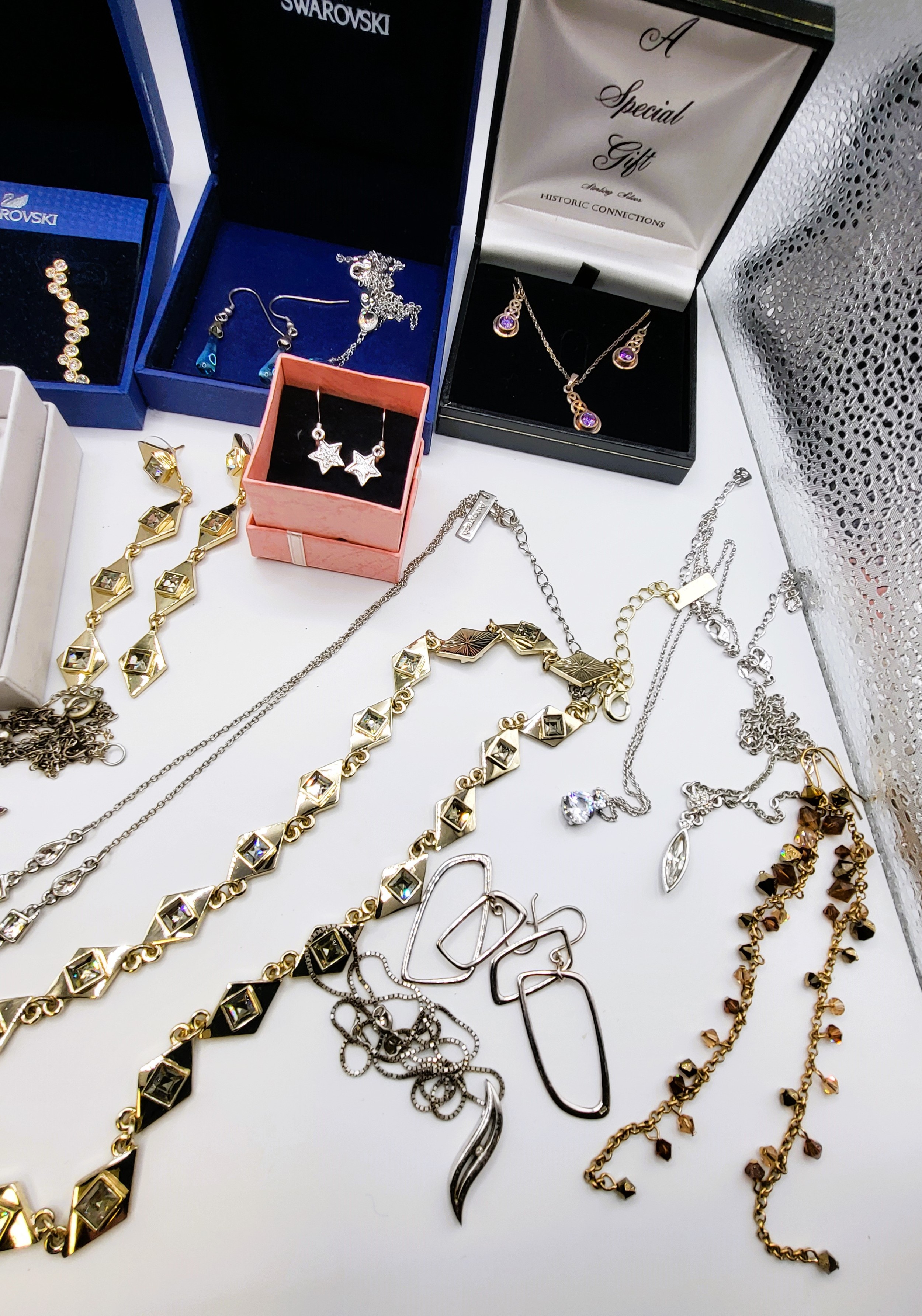 A group of various Swarovski necklaces and earrings (boxed), together with a group of sundry costume - Image 3 of 5