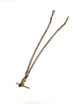 A late 19th / early 20th century 9ct rose gold curb link Albert chain / necklace, with double Albert