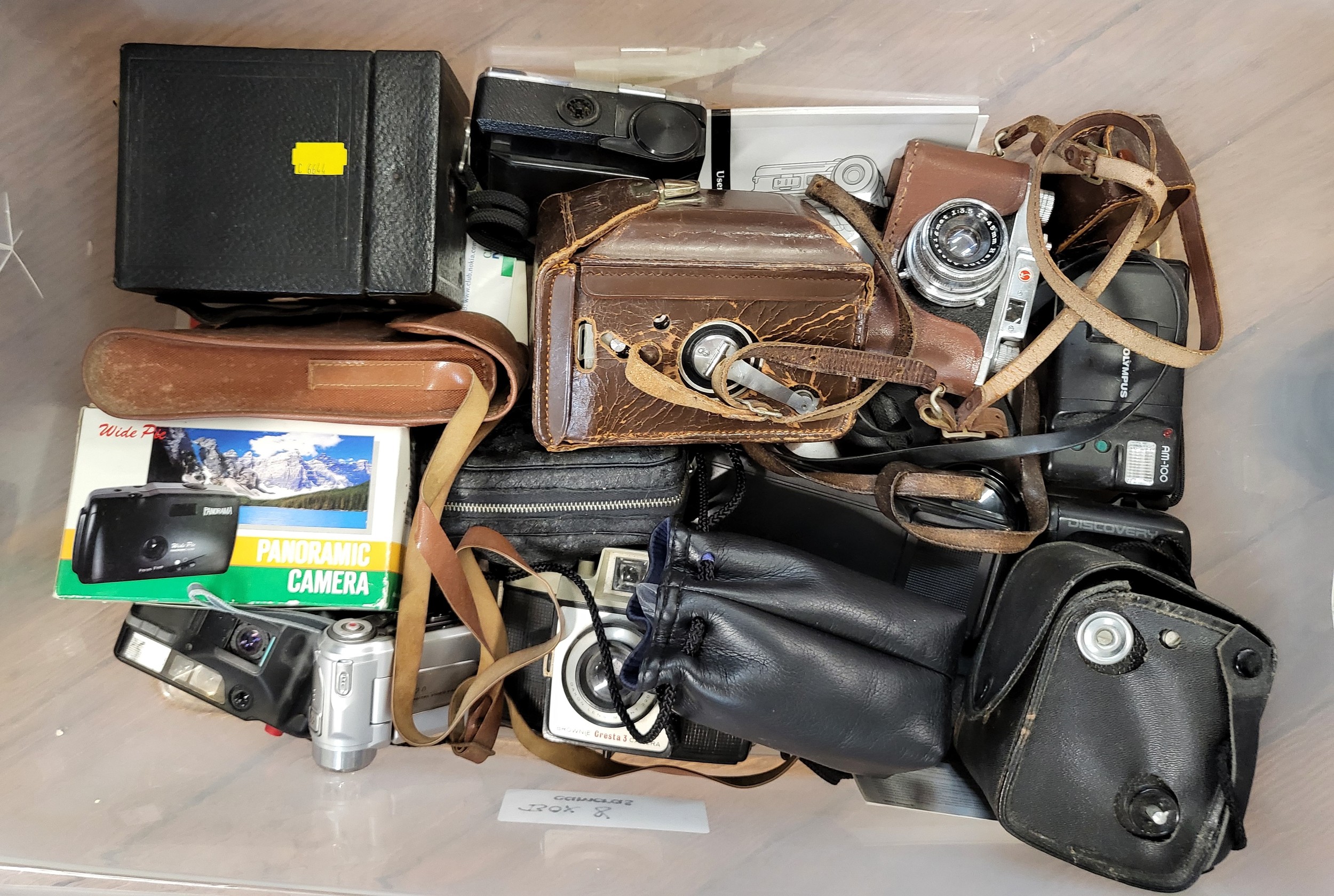 A collection of various cameras.