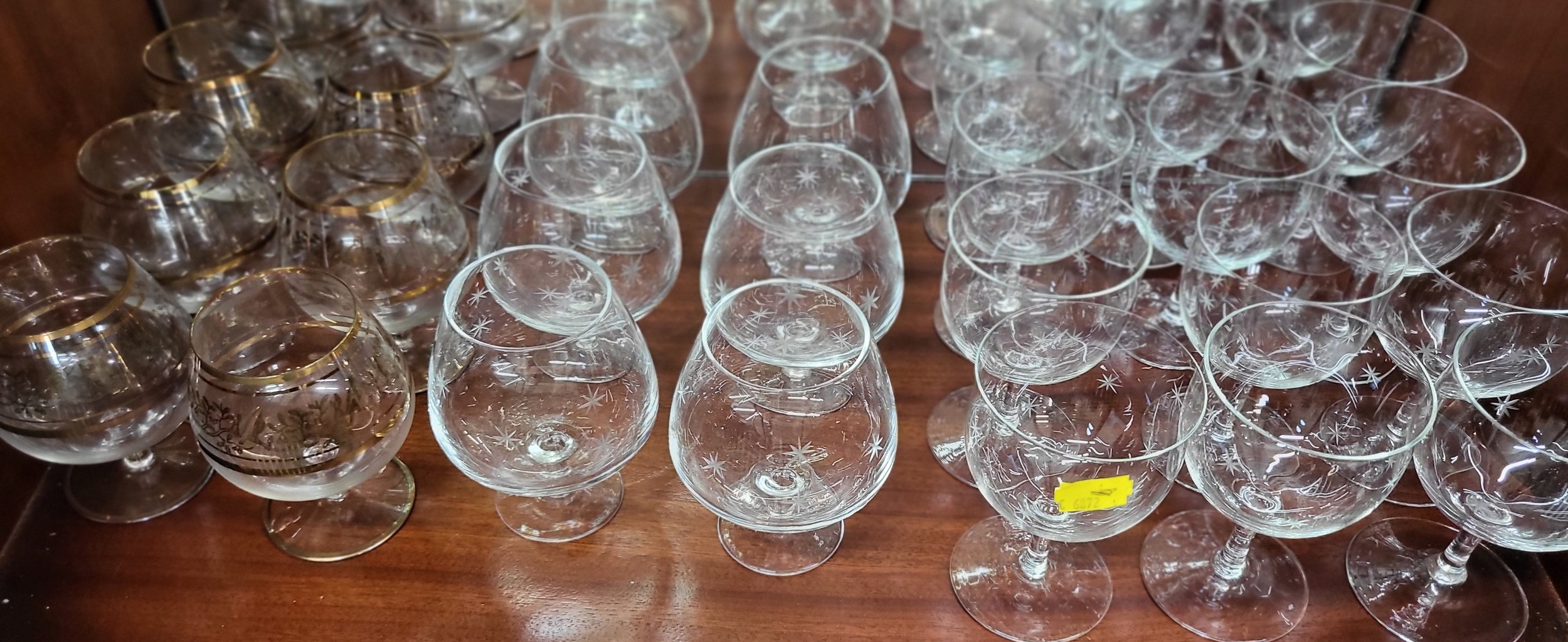 Twelve wine glasses with tinted cup-shaped bowls and sets and part sets of wine glasses and Brandy - Image 4 of 4