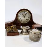 An Edwardian mantle clock, together with a small semaphor machine. (2)