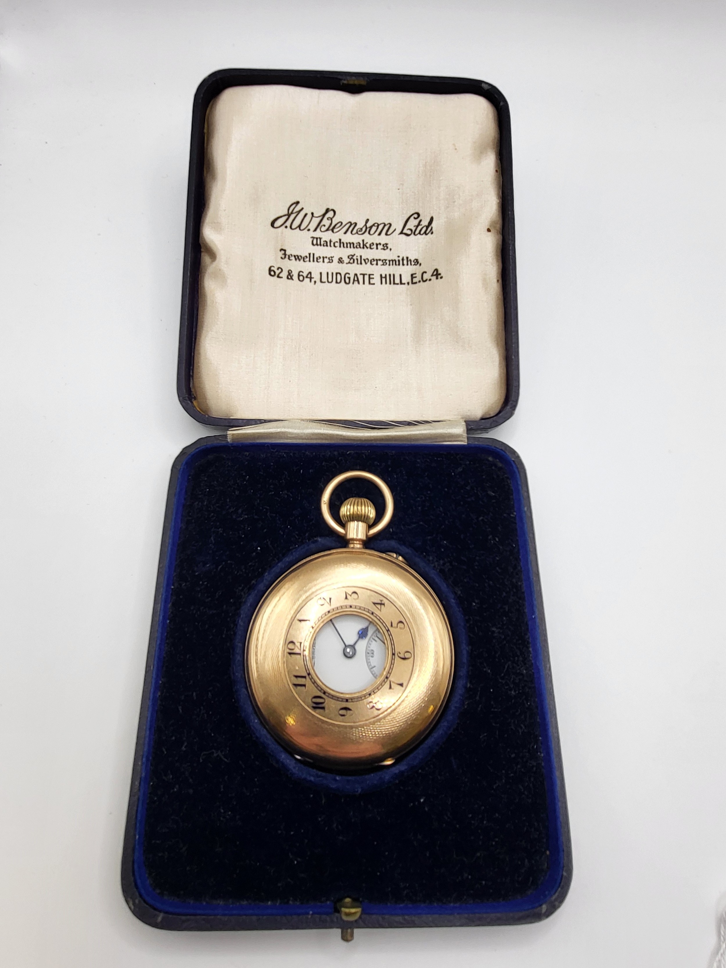 A 9ct yellow gold pocket watch, by J W Benson & Son, with Arabic numeral dial and second - Image 3 of 6