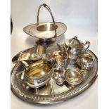 A silver sugar bowl, hallmarked Birmingham, makers mark WA, together with a small silver cream jug