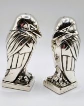 A pair of unusual condiments in the form of birds. Approx 9cm x 2.5cm