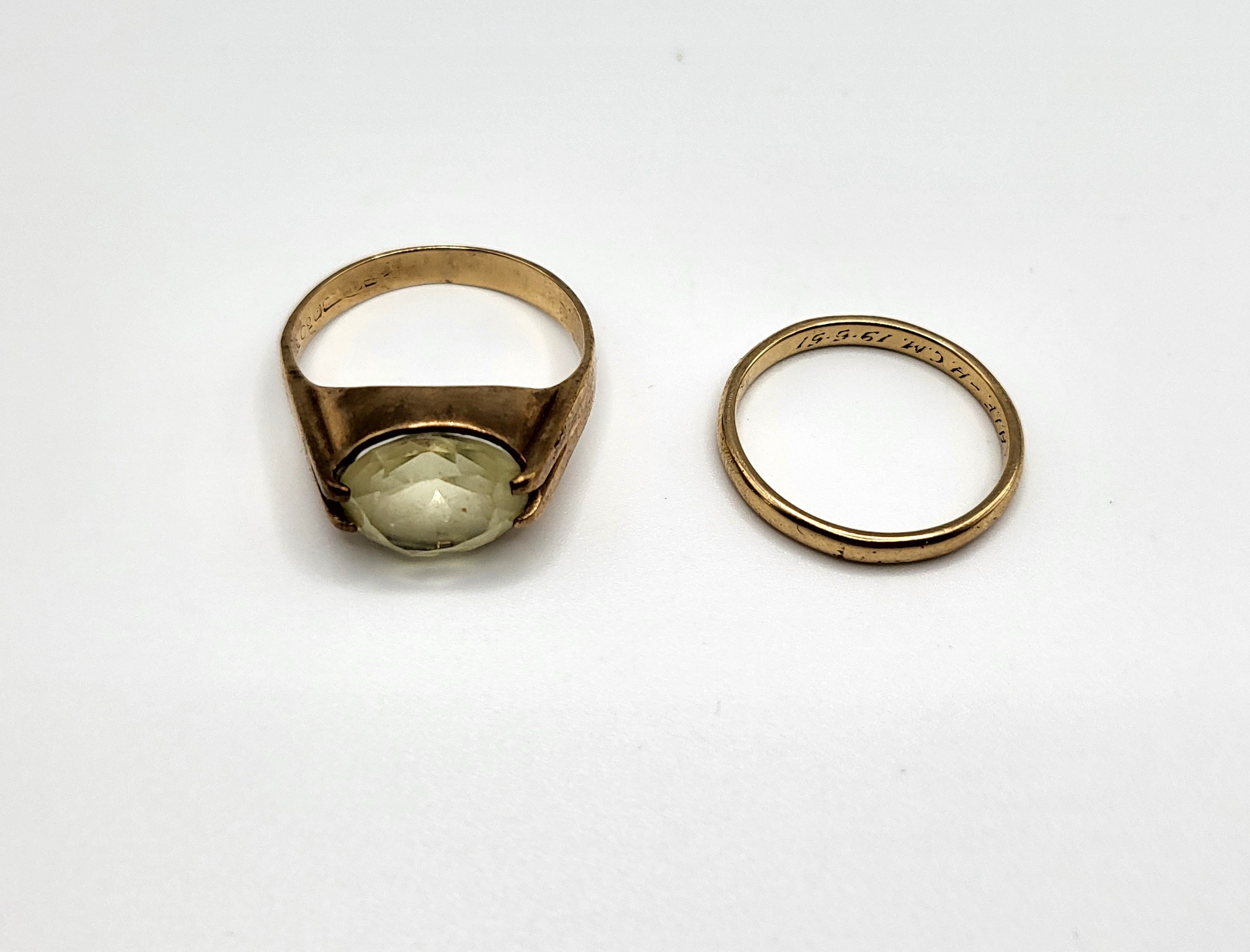 A 9ct yellow gold and citrine ring, size N 1/2, together with an 18ct yellow gold wedding band - Image 5 of 5