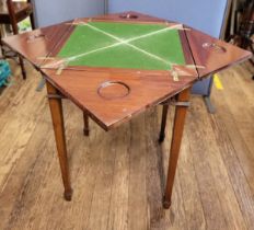 A Georgian square folding card table with a drawer. Corners fold into the centre of the table.