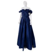 A Haute Couture, Manfred Friedsam of Bad Godesberg evening gown in a vivid deep blue featuring a