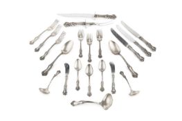 A part service of early 20th century American silver flatware, with shaped foliate design handles,
