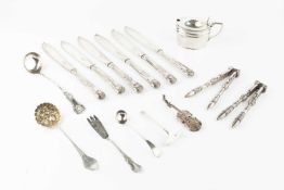 A late Victorian silver mustard, with reeded border and blue glass liner, by Henry Stratford, London