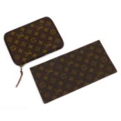 Two Louis Vuitton vintage travel pouches in monogram canvas One without zip, two slip pockets and