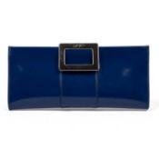 A Roger Vivier, Paris blue clutch bag with silver clasp With original packaging and care label