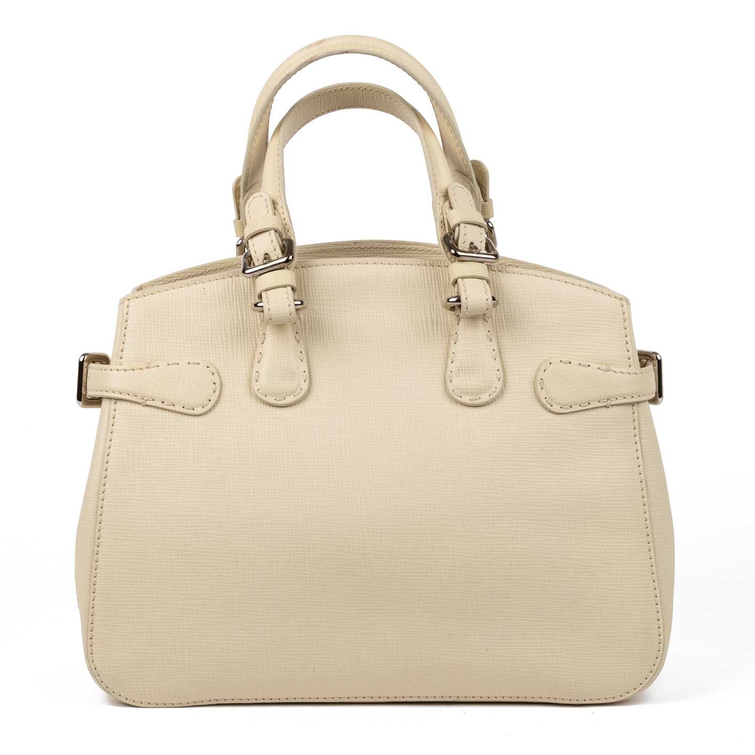 A Giorgio Armani cream leather Tote bag with internal zipped divider pocket, size slip zip pocket - Image 3 of 4