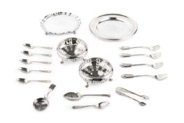 A George V silver waiter, with shaped border and scroll feet, by James Dixon & Sons Ltd, Sheffield