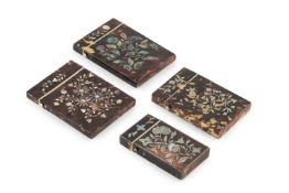 A mid 19th century tortoiseshell rectangular card case, piqué inset in silver with thistles and