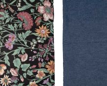 Two good sized pieces of Liberty fabric, one a striking and bold floral design of pinks, purples,