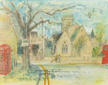 Nina Carroll (1932-1990) Church, signed, watercolour 39 x 49cm; together with a watercolour of a