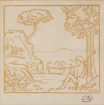 Aristide Maillol (1861-1944) Shepherd and Flock signed with monogram (lower right) wood engraving 15