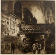 Frank Brangwyn (1867-1956) Canon Street Station, Exterior signed in pencil (in the margin) etching