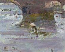 Thomas Coates (b.1941) Fly Fishing signed with a monogram (lower left) oil on board 26 x 30cm,